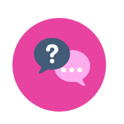 Question Mark and Comments Icon on pink background