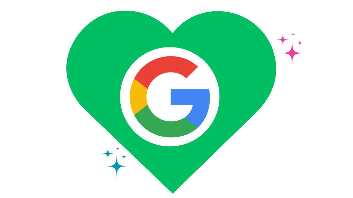 Green heart with Google logo