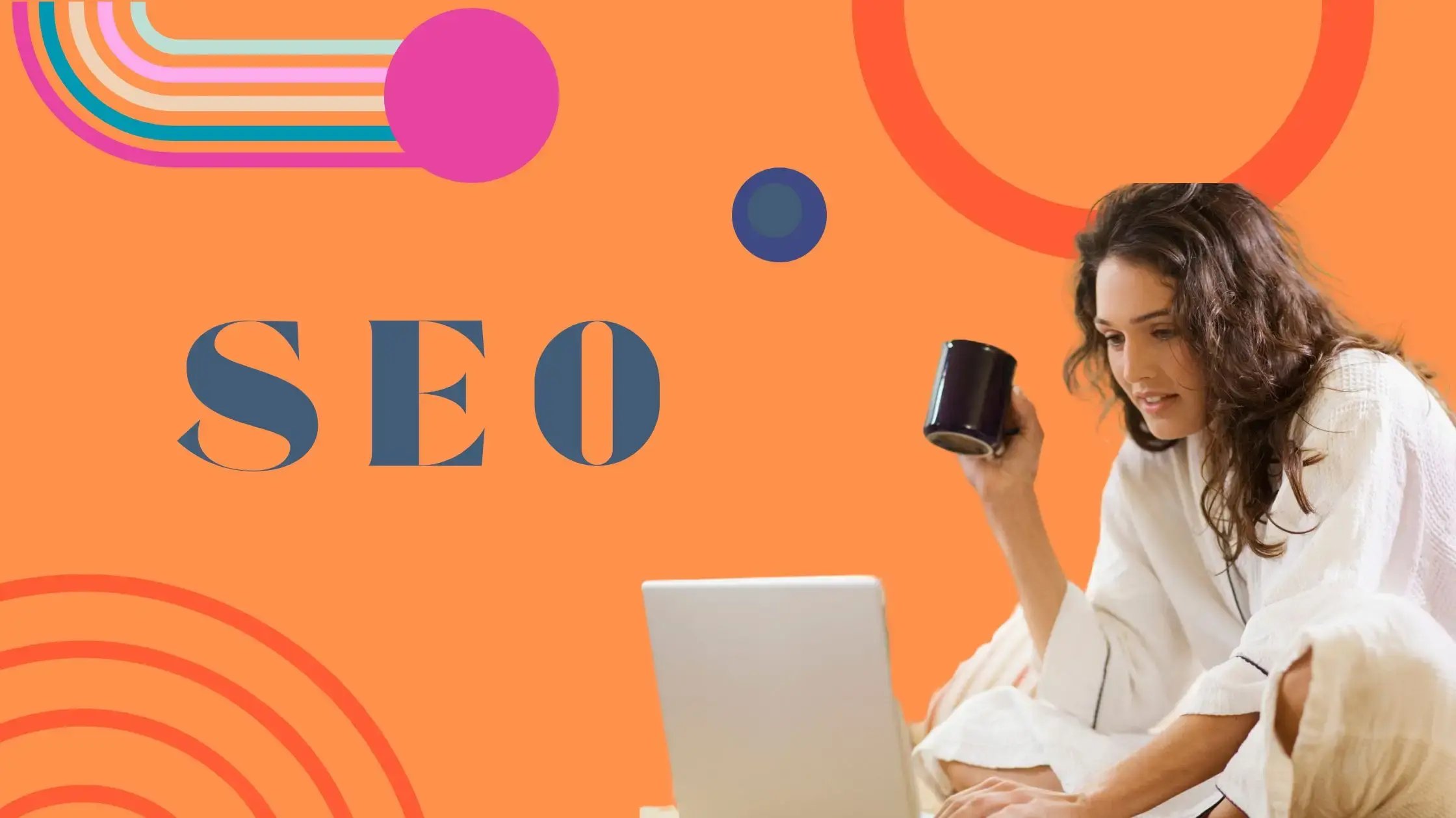 Woman at laptop working on SEO photo image