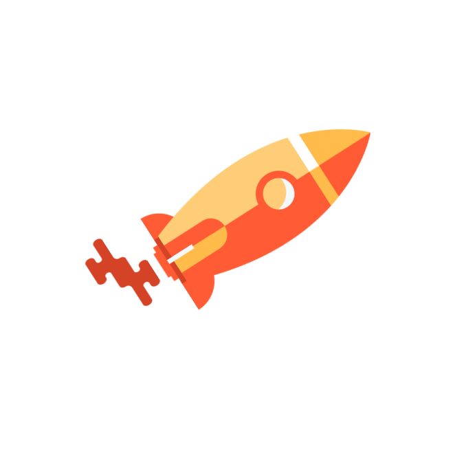 Orange rocket ship graphic
